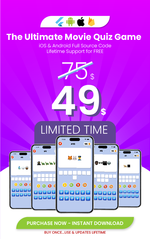 The Ultimate Movie Emojis Game, a Complete Flutter App